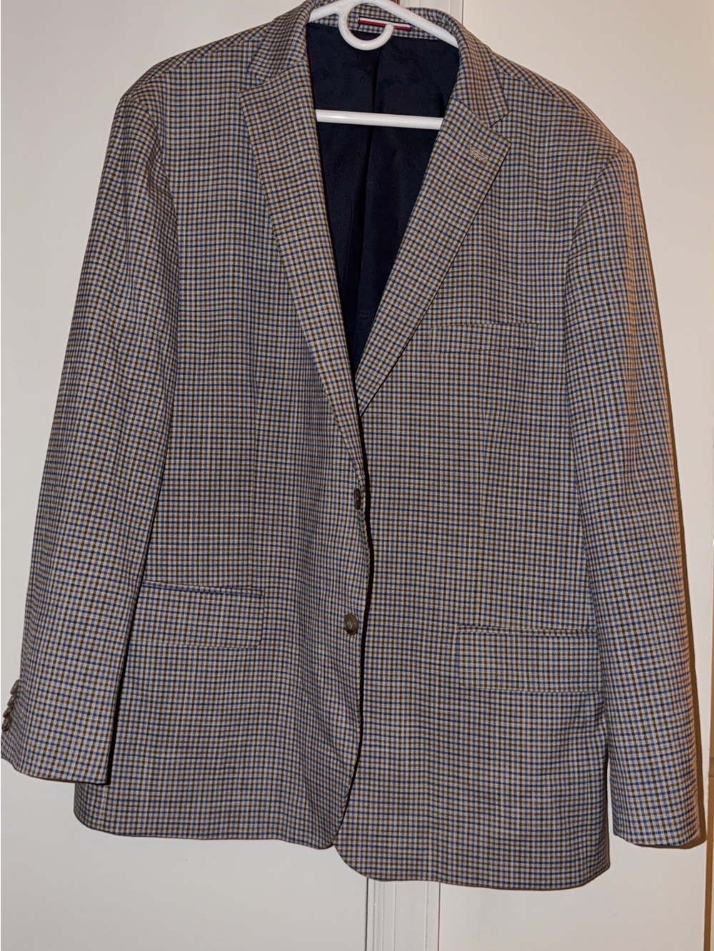 Tommy Hilfiger Blue and Brown Micro-Check Sport Coat